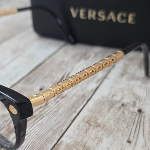 Versace Black Gold Cat Eye Eyeglasses With Prescription VE3353 size 52mm - Picture 4 of 6